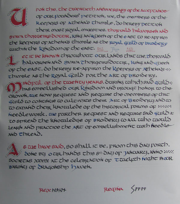 the Guild Charter document
